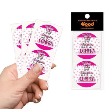 Imagem de 50 Etiquetas Adesivas  Obrigado Pela Compra Rosa  Adesivos Recebidos  