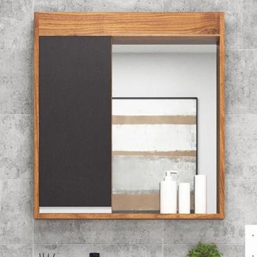 Imagem de Armário de Banheiro 60cm 01 Porta Ref 670 Cewal - Amendoa/Grafite