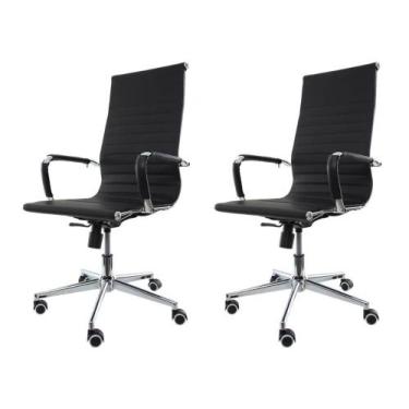 Imagem de Kit 2 Cadeiras De Escritório Presidente Stripes Esteirinha Com Relax H