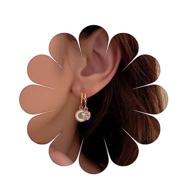 Imagem de YienDoo Brincos de pingente de gota de disco boho vintage, dourado, redondo, moeda, declaração, sol, círculo, disco, brincos pendurados, verão, boho, praia, oceano, sol, joias, para mulheres, Zinco,