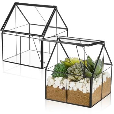 Imagem de FillTouch 2 mini terrários de vidro para plantas, 12 x 10 x 11 cm, pequeno terrário, estufa de mesa, para plantas, mesa, jardim, escritório, decoração faça você mesmo