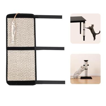 Imagem de Protetor de perna de mesa, substituição de poste de arranhão, tapete de sisal para arranhar com brinquedo de peixe pendurado infundido com erva de gato, espinha de peixe boho