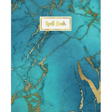 Imagem de Spell Book: Marble Gold & Blue Magic Spell Book of Shadows, Grimoire, 110 Blank Spells with Moon Phases, Paperback Journal Notebook, Large 8 x 10 Magick Book