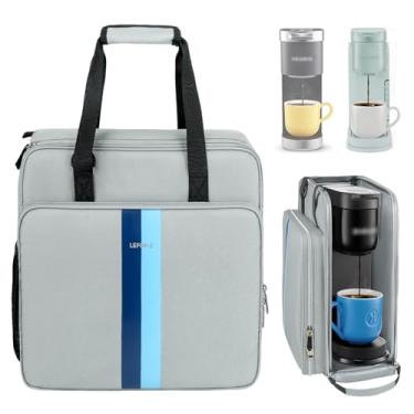 Imagem de Bolsa de viagem para cafeteira compatível com Keurig K-Mini, estojo de transporte para cafeteira de porção única compatível com K-Mini Plus com vários bolsos para cápsulas K-Cup, cinza (apenas saco)