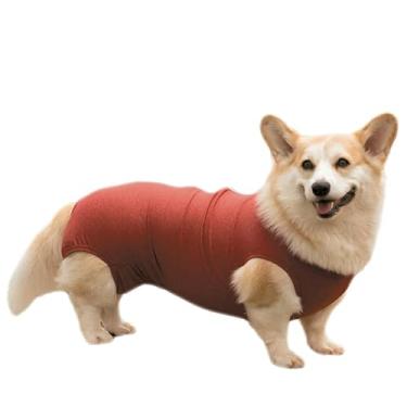Imagem de Roupa Protetora Pós Cirúrgica Pet Para Castração de Cachorro Tecido Dry Fit Com Proteção Solar UV 50+ (Vermelho, 6)