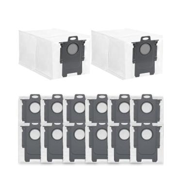 Imagem de Pacote com 14 sacos de substituição para aspirador de pó descartável grande de 2,7 L para Roborock Qrevo, S8 MaxV Ultra, S8 Max Ultra, Qrevo Pro, Qrevo S, Qrevo Master, Qrevo Plus, sacos de pó brancos