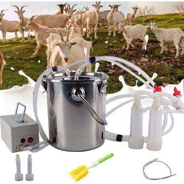 Imagem de LIMEID Kit de máquina de ordenha para ovelhas, máquina de ordenha elétrica portátil, equipamento de ordenha de gado portátil automático, bomba de vácuo ajustável, mangueira de grau de silicone