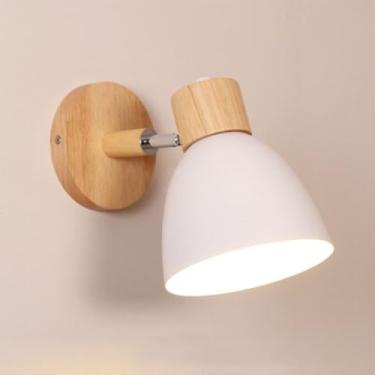 Imagem de OASISEN Arandela de parede nórdica de madeira moderna LED de metal lâmpada de parede policromada montada na parede para hotel, sala de estar, restaurante, corredor, cozinha
