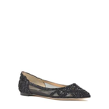 Imagem de Sapatilha Badgley Mischka feminina Gigi bico fino, Black Satin/Suede/Mesh, 9 Wide