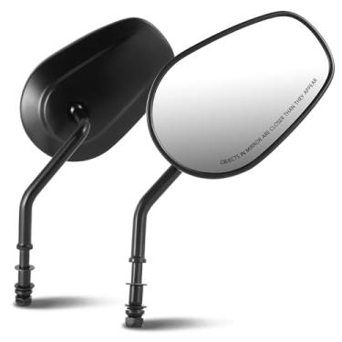 Imagem de DNA MOTORING Par dianteiro de reposição de espelho retrovisor lateral de motocicleta, preto compatível com motocicleta universal, estilo oval, MP-MR-M002-BK