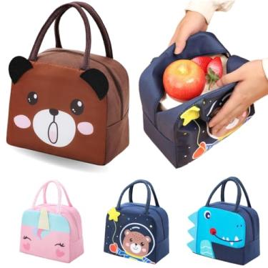 Imagem de Bolsa Térmica Infantil Escolar, Desenhos de Animais 3D, Lancheira para Alimentos e Bebidas (Urso)