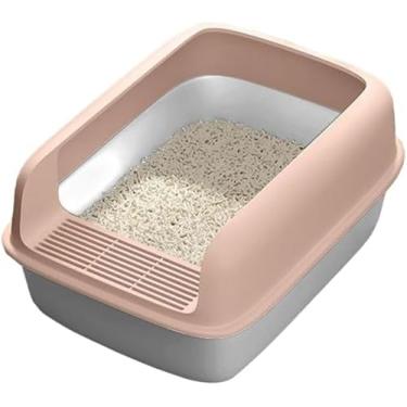 Imagem de Caixa de areia para gatos, caixa de areia fechada, maca de gato grande, bandeja higiênica para gatos, maca de gato autolimpante, caixa de areia coberta, em preto e branco, 41 * 31 * 17 cm