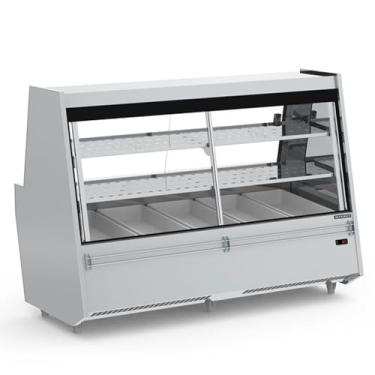 Imagem de Balcão de Açougue Expositor Atlantis com Prateleira EAAP-2000 - Aço Inox 430 2m Iluminação LED 3 a 10°C - Refrimate 220V