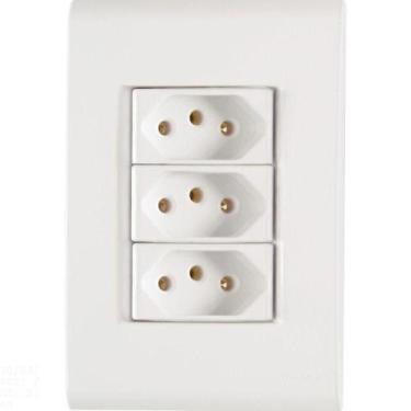 Imagem de Conjunto 4x2 Com 3 Tomadas 2p+t 10 A 250 V Tramontina Liz Branco Tramo