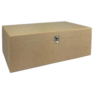 Imagem de Suporte Caixa De Madeira Mdf Para Vinho E Taças Decorativo Com Fecho (TAMPA LISA)