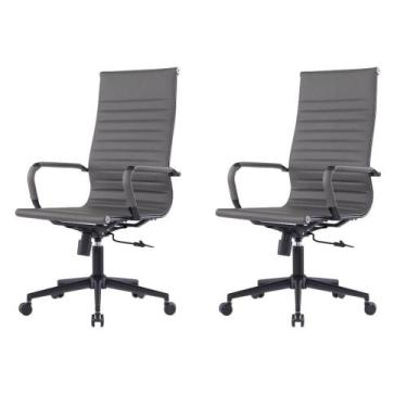 Imagem de Kit 2 Cadeiras Escritório Manhattan Black Esteirinha Presidente Fratin