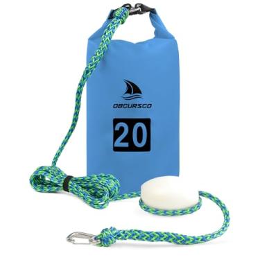 Imagem de Obcursco Kit de âncora de jet ski 20L PWC âncora 2 em 1 bolsa de areia âncora para flutuar com boia ajustável, âncora PWC saco de areia para Jetski, caiaque, seadoo, prancha de remo, waverunner, tapete de natação e embarcação (azul)