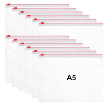 Imagem de M&G Pacote com 12 envelopes de poliéster com zíper, bolsas de plástico A5 com bolso de etiqueta, pastas de arquivo transparentes, sacos de lápis reutilizáveis para suprimentos de escritório em casa,