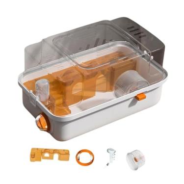 Imagem de Bothyi Hamster Cage Double Camadas espaçosas com tampa transparente Habitat Pequeno gaiola de animais para cobaias porcos de açúcar ratos hedgehog, Laranja