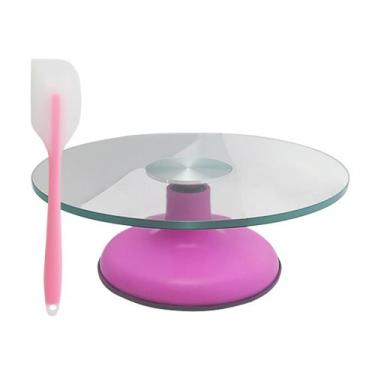 Imagem de Kit Confeitaria Bailarina Rosa Pink Vidro+ Espátula Silicone - Macroza