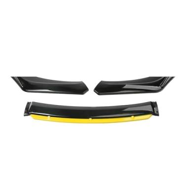 Imagem de 3PCS compatível com novo estilo de carro pára-choque dianteiro lábio corpo kit spoiler divisor fibra de carbono tira decorativa pára-choque canard lábio divisor universal(Bright black(YELLOW))