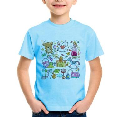 Imagem de Camiseta Infantil Brinquedos - Foca na Moda, Azul bebê, 8