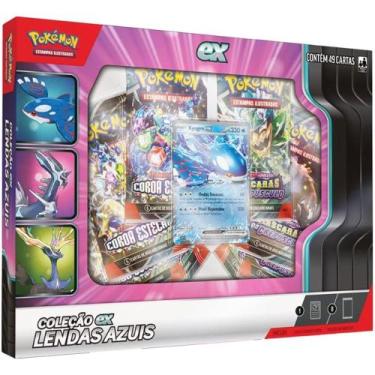 Imagem de Box Pokémon Lendas Azuis Kyogre Ex Ou Dialga Ex Ou Xerneas Ex - Copag