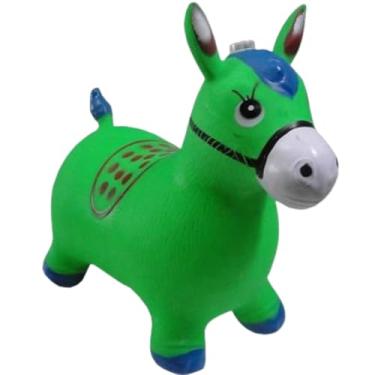 Imagem de Cavalinho Pula Pula Infantil Grande com Som e Luzes, Inflável, Borracha Resistente- QH Shopp (Verde, 0)