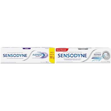 Imagem de Kit Sensodyne Creme Dental Rápido Alívio e Proteção Duradoura Com Flúor, 180g + Sensodyne Creme Dental Repair e Protect Whitening