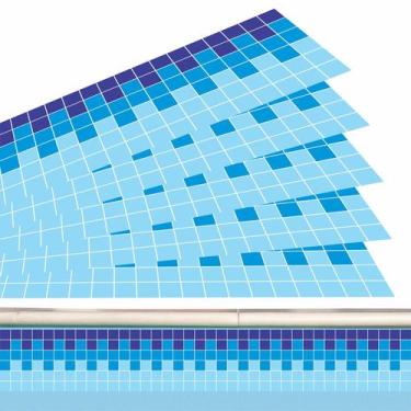Imagem de Kit 29 Adesivos Piscina Azulejo Mosaico Quadriculado Azul 100x15cm - R