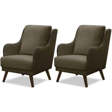 Imagem de Kit 2 Poltronas para Sala Decorativas c/ Tachas Sarah - Konfort, Velud