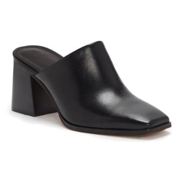 Imagem de Trish Lucia Mocassins femininos com salto quadrado fechado e bico quadrado sem cadarço, casual, frente única, Preto, 6.5