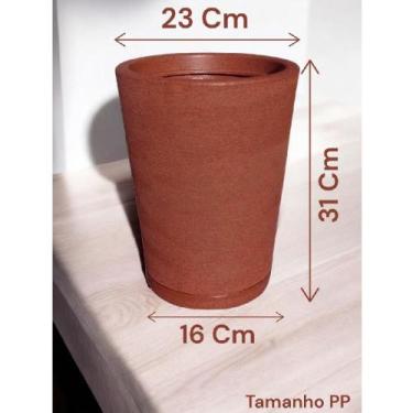 Imagem de Vaso decorativo de planta 31x23cm polietileno escovado com prato - MSp