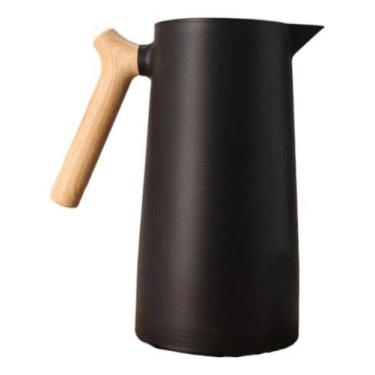 Imagem de Jarra Garrafa Térmica Alça Curvada 1000ml Café Cabo Madeira - Kadê, Pr