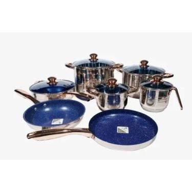 Imagem de Jogo De Panelas Alemã Aço Cirúrgico 23 Peças Azul Alta Resistencia Azu