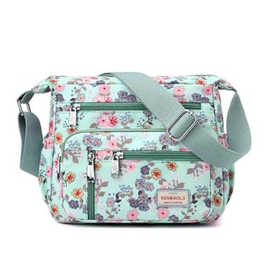 Imagem de Wafybsre Bolsa tiracolo feminina de nylon com vários bolsos, bolsa de ombro à prova d'água, floral, carteiro, bolsas e bolsas, Pequena flor rosa, Casual