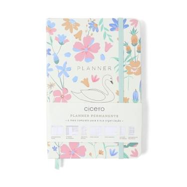 Imagem de PLANNER PERMANENTE CICEROS CADERNETA LAGOA 14X21 CISNE FLORAL OFF WHITE