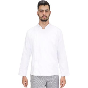 Imagem de Dólmã chef de cozinha masculino com Zíper em algodão