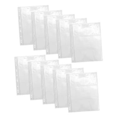 Imagem de MERIGLARE Páginas de de moeda mangas, folhas de fichário de coletor, resistência, transparente, leve, protetor de inserções de bolso, 3 Páginas de Dinheiro em Grades