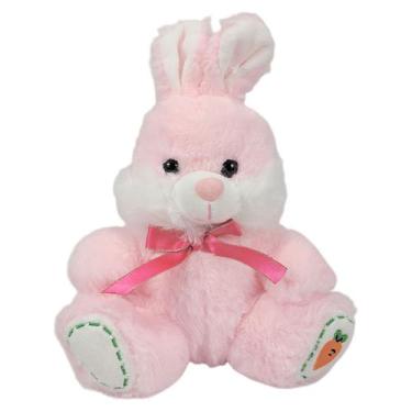 Imagem de Coelho De Pelúcia Com Lacinho Cenoura  No Pé 23cms - rosa - Fizzy