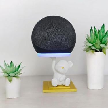 Imagem de Suporte Alexa Echo Dot 4 e Echo Dot 5. Tema Urso - Presente, decoração criativa, ursinho, estilo música, som, stand de mesa Amazon