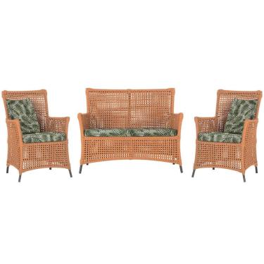 Imagem de Jogo Sofá e 2 Poltronas de Área Igapó Alumínio Pintura Preta Corda Náutica Estofado 5 Trama