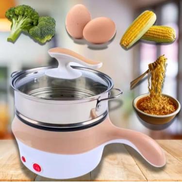 Imagem de Panela elétrica Aquecimento rápido Antiaderente, Panela de viagem multiuso com cabo, panela elétrica de Arroz, Macarrão Panela Eletrica 220v Multifuncional para Sopas Cozidos e Frituras leves.