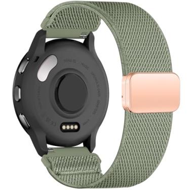 Imagem de Oanux Pulseira de nylon elástica magnética de 22 mm compatível com Garmin Vivoactive 4/Venu 3/Venu 3, pulseira esportiva elástica de alça solo para Forerunner 265/255/255 Music feminino e masculino