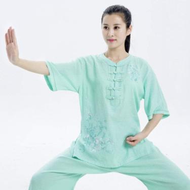 Imagem de Roupas De Tai Chi Uniformes De Artes Marciais Mulheres Roupas Uniformes De Tai Chi Chinês Tradicional Qi Gong Marcial Tai Chi Uniforme Roupas Bordado Feminino Linho De Verão Algodão, #4, S
