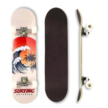 Imagem de Skate Profissional Shape Ondas Surfing Montado Completo