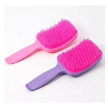 Imagem de Kit 2 Escovas Colorida Cabelo Desembaraçadora Raquete CPlas - Pra vc 