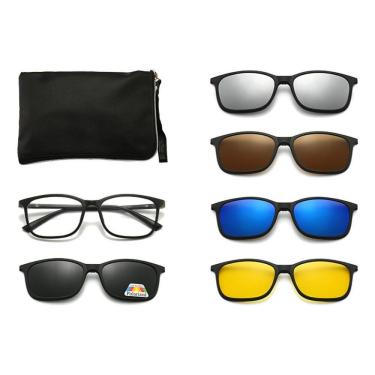 Imagem de Armação De Óculos Com Lente Transparente + 5 Lentes Clip On