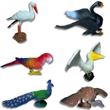 Imagem de Brinquedo Animal De Plástico Kit Conjunto  Com 6 Aves Selvagens Arara 