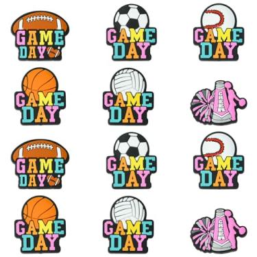 Imagem de LiQunSweet 12 peças, 6 estilos, bola esportiva, tema focal, contas de silicone, basquete, futebol, rúgbi, beisebol, voleibol, contas para joias, colar, chaveiro, canetas, pulseiras, artesanato